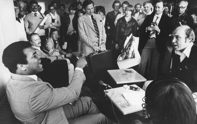 Göteborg 1979-05-28 - Muhammad Ali pa Scandinavium - till höger ses Ingvar Oldsberg *** Local Caption *** GP - Boxning x2524x *** Gothenburg 1979 05 28 Muhammad Ali at Scandinavium to the right is Ingvar Oldsberg Local Caption GP Boxing x2524x  Copyright: xKamerareportage TTx xx *** Gothenburg 1979 05 28 Muhammad Ali at Scandinavium to the right is Ingvar Oldsberg Local Caption GP Boxing x2524x Gothenburg 1979 05 28 Muhammad Ali at Scandinavium to the right is Ingvar Oldsberg Local Caption GP Boxing x2524x  Copyright xCamera report TTx xx  Copyright: xIMAGO Kamerareportage TTx imago images 0769091071
