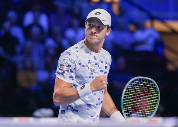 Luciano Darderi (ITA) macht die Faust und jubelt,Jubel, Freude,Emotion Tennis - ERSTE BANK OPEN 2024 - ATP, Tennis Herren 500 - Stadthalle - Wien - - Oesterreich - 24 October 2024. Copyright: xJuergenxHasenkopfx