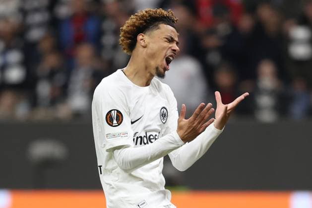 2024.10.24 UEFA Europa League phase Matchday 3 Eintracht Frankfurt - Rigas FS v.l., Hugo Ekitike (Eintracht Frankfurt) enttaeuscht, enttaeuscht schauend, dissapointed, traurig, frustiert, frust, gefrustet (DFL DFB REGULATIONS PROHIBIT ANY USE OF PHOTOGRAPHS as IMAGE SEQUENCES and or QUASI-VIDEO) Copyright: JoaquimxFerreira