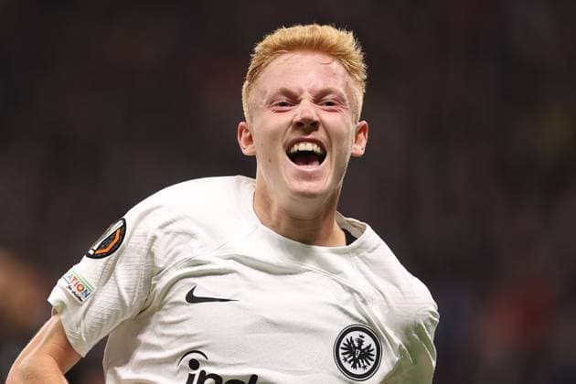 2024.10.24 UEFA Europa League phase Matchday 3 Eintracht Frankfurt - Rigas FS v.l., Torjubel, Goal celebration, celebrate the goal Hugo Larsson (Eintracht Frankfurt) (DFL DFB REGULATIONS PROHIBIT ANY USE OF PHOTOGRAPHS as IMAGE SEQUENCES and or QUASI-VIDEO) Copyright: JoaquimxFerreira