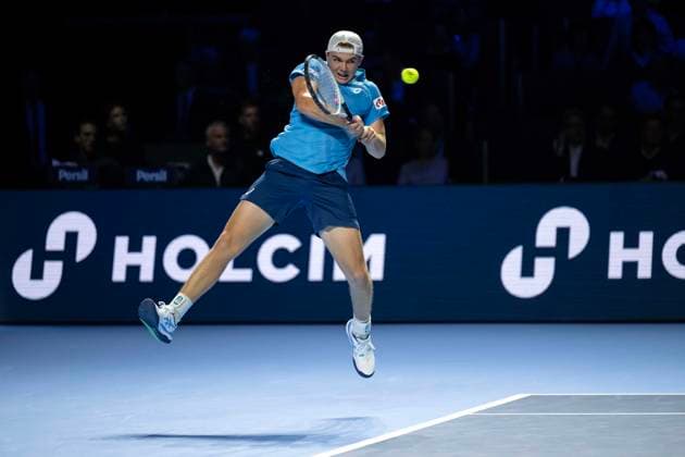 24th October 2024; St. Jakobshalle, Basel, Switzerland; ATP, Tennis Herren 500 Swiss Indoors Basel Tennis, Day 4; Dominic Stricker (SUI) in action against Holger Rune (DEN) in the second round  ActionPlus12706855 DavidxEmm