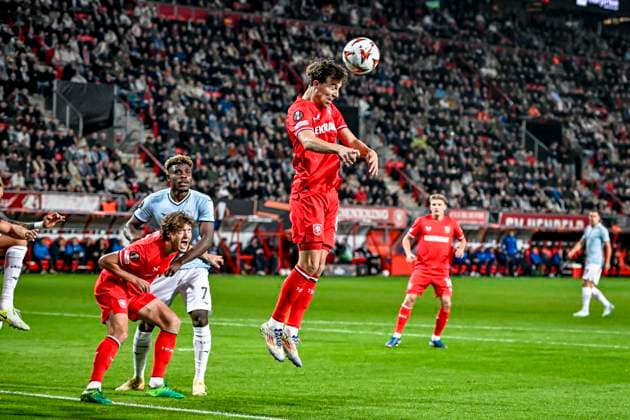 FC Twente midfielder Youri Regeer, during the match Twente - Lazio at the Grolsch Veste for the UEFA Europa League - League phase - Matchday 3 season 2024-2025 in ENSCHEDE, Netherlands on 24 oktober 2024, (photo by Stefan Koops EYE4images DeFodi Images) not used in POL SRB CRO FRA GBR NED ITA USA Defodi-746_196775