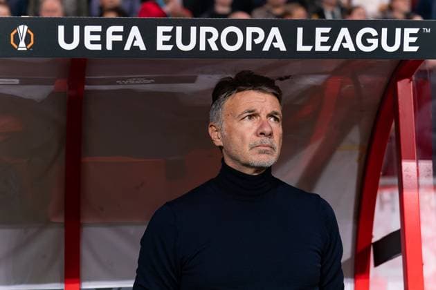 2024-10-24 FC Twente v S.S. Lazio - UEFA Europa League 2024 25 League Phase MD3 ENSCHEDE, NETHERLANDS - OCTOBER 24: Coach Marco Baroni of SS Lazio during the UEFA Europa League 2024 25 League Phase MD3 match between FC Twente and S.S. Lazio at FC Twente Stadium on October 24, 2024 in Enschede, Netherlands. (Photo by Joris Verwijst BSR Agency) Enschede Netherlands Content not available for redistribution in The Netherlands directly or indirectly through any third parties. Copyright: xBSRxAgencyx