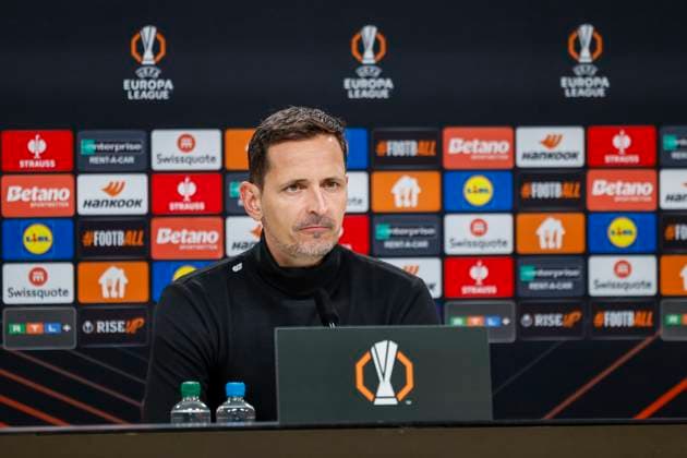 Dino Toppmöller, Toppmoller (Eintracht Frankfurt, Trainer) bei der Pressekonferenz , Fussball, UEFA Europa League, 3. Spieltag, 2024 2025, Eintracht Frankfurt vs. Rigas Futbola Skola, 24.10.2024, Frankfurt Stadion, Frankfurt am Main, Deutschland Frankfurt am Main Frankfurt Stadion Hessen Deutschland Copyright: xGrantxHubbsx