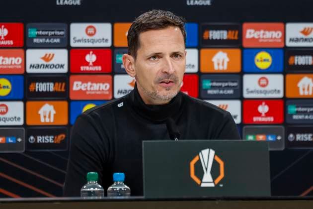 Dino Toppmöller, Toppmoller (Eintracht Frankfurt, Trainer) bei der Pressekonferenz , Fussball, UEFA Europa League, 3. Spieltag, 2024 2025, Eintracht Frankfurt vs. Rigas Futbola Skola, 24.10.2024, Frankfurt Stadion, Frankfurt am Main, Deutschland Frankfurt am Main Frankfurt Stadion Hessen Deutschland Copyright: xGrantxHubbsx