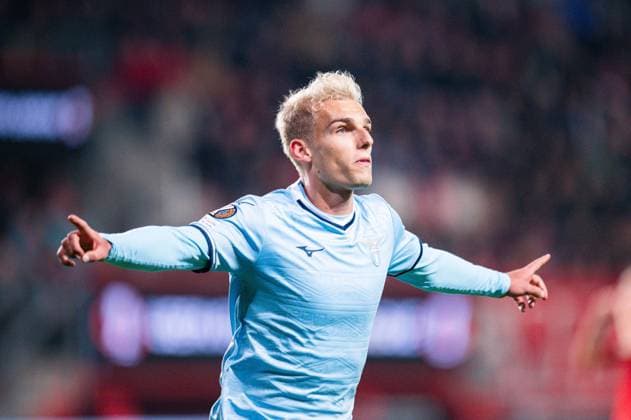 24.10.2024 - Fußball, 2024 2025, Europa League, 3. Spieltag, FC Twente Enschede - Lazio Rom: Gustav Isaksen (Rom) jubelt nach seinem Tor zum 0:2