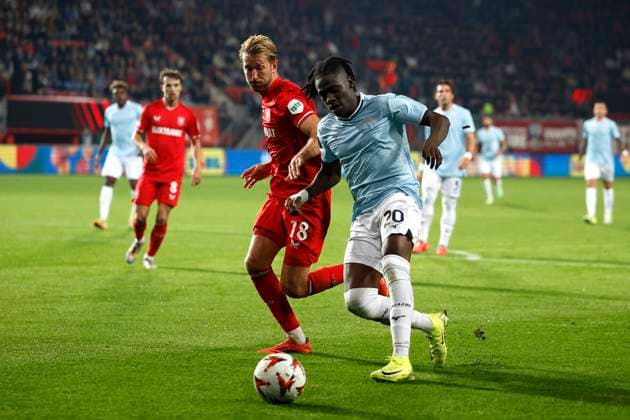 Michel Vlap of FC Twente, Loum Tchaouna of Lazio Roma , UEFA Europa League 2024 25 League Phase MD3, FC Twente v S.S. Lazio, De Grolsch Veste, October 24, 2024, Enschede, Netherlands.