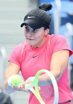 October 25, 2024, Tokyo , Japan - Canada s Bianca Andreescu returns the ball against Katie Boulter of Britain at the quarter final match of the Toray Pan Pacific tennis tournament at the Ariake Colosseum in Tokyo on Friday, October 25, 2024. Boulter defeated Andreescu. (photo by Yoshio Tsunoda AFLO) Noxthirdxpartyxsales  (0775216899st)