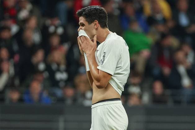 UEFA Europa League - Eintracht Frankfurt - Rigas FS am 24.10.2024 im Deutsche Bank Park in Frankfurt Igor Matanovic (Frankfurt 9) unzufrieden, enttäuscht, enttaeuscht, niedergeschlagen