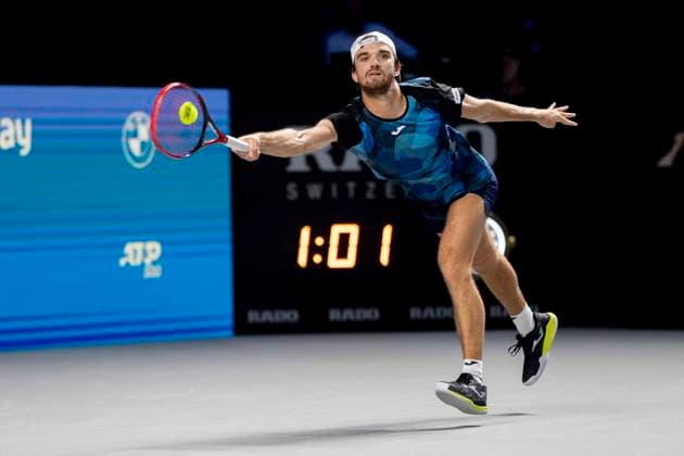 TOMAS MACHAC (CZE) (in picture) in match against JACK DRAPER (GBR) at the ATP, Tennis Herren World Tour, Erste Bank Open at the Wiener Stadthalle. Vienna