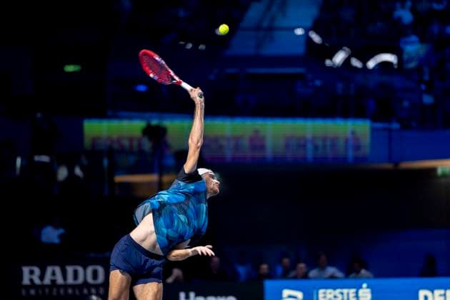 TOMAS MACHAC (CZE) (in picture) in match against JACK DRAPER (GBR) at the ATP, Tennis Herren World Tour, Erste Bank Open at the Wiener Stadthalle. Vienna