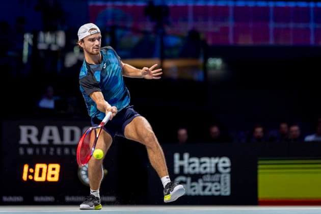 TOMAS MACHAC (CZE) (in picture) in match against JACK DRAPER (GBR) at the ATP, Tennis Herren World Tour, Erste Bank Open at the Wiener Stadthalle. Vienna
