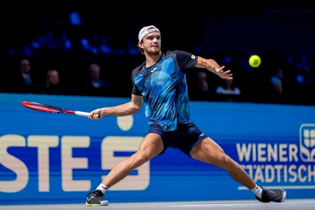 TOMAS MACHAC (CZE) (in picture) in match against JACK DRAPER (GBR) at the ATP, Tennis Herren World Tour, Erste Bank Open at the Wiener Stadthalle. Vienna