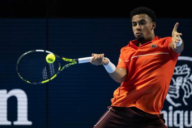 25th October 2024; St. Jakobshalle, Basel, Switzerland; ATP, Tennis Herren 500 Swiss Indoors Basel Tennis, Day 5; Arthur Fils (FRA) in action against Stefanos Tsitsipas (GRE) in the quarter finals  ActionPlus12707154 DavidxEmm