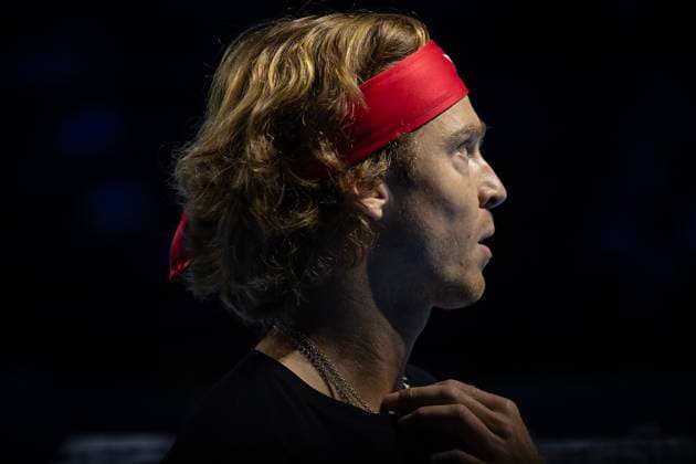 25th October 2024; St. Jakobshalle, Basel, Switzerland; ATP, Tennis Herren 500 Swiss Indoors Basel Tennis, Day 5; Andrey Rublev (RUS) in action against Ben Shelton (USA) in the quarter finals  ActionPlus12707337 DavidxEmm