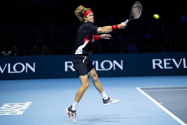 25th October 2024; St. Jakobshalle, Basel, Switzerland; ATP, Tennis Herren 500 Swiss Indoors Basel Tennis, Day 5; Andrey Rublev (RUS) in action against Ben Shelton (USA) in the quarter finals  ActionPlus12707345 DavidxEmm