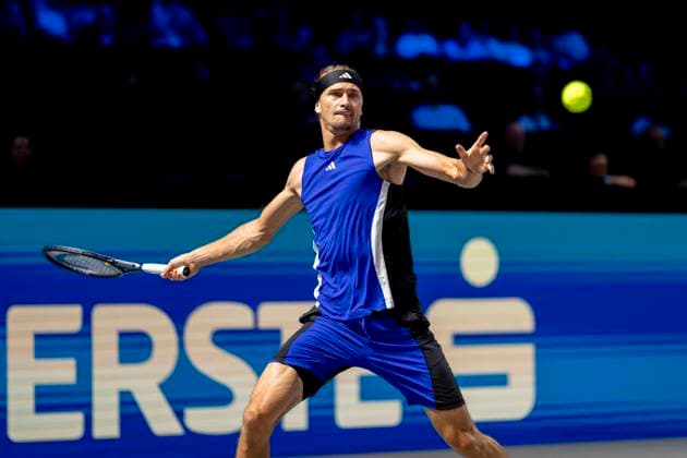 ALEXANDER ZVEREV (GER) (in picture) in match against LORENZO MUSETTI (ITA) at the ATP, Tennis Herren World Tour, Erste Bank Open at the Wiener Stadthalle. Vienna