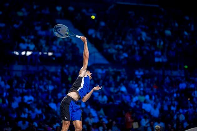 ALEXANDER ZVEREV (GER) (in picture) in match against LORENZO MUSETTI (ITA) at the ATP, Tennis Herren World Tour, Erste Bank Open at the Wiener Stadthalle. Vienna