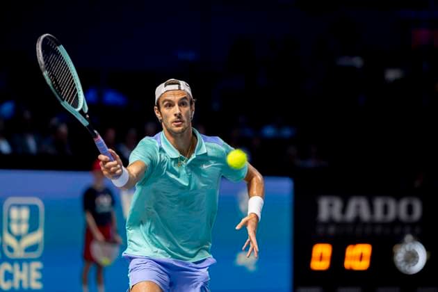 LORENZO MUSETTI (ITA) (in picture) in match against ALEXANDER ZVEREV (GER) at the ATP, Tennis Herren World Tour, Erste Bank Open at the Wiener Stadthalle. Vienna
