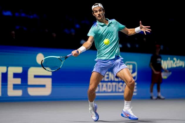 LORENZO MUSETTI (ITA) (in picture) in match against ALEXANDER ZVEREV (GER) at the ATP, Tennis Herren World Tour, Erste Bank Open at the Wiener Stadthalle. Vienna