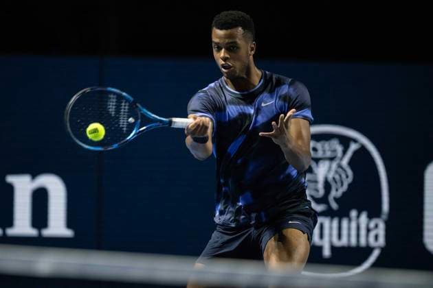 25th October 2024; St. Jakobshalle, Basel, Switzerland; ATP, Tennis Herren 500 Swiss Indoors Basel Tennis, Day 5; Giovanni Mpetshi Perricard (FRA) in action against Denis Shapavalov (CAN) in the quarter finals  ActionPlus12707731 DavidxEmm