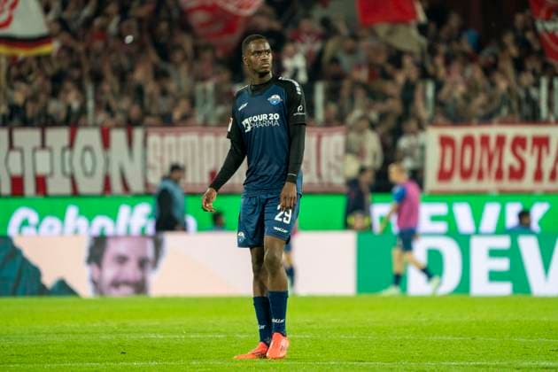 Ilyas Ansah (SC Paderborn, 29) beim Spiel gegen den 1. FC Köln. 1. FC Köln - SC Paderborn, 25.10.2024, Fussball, 2. Bundesliga, RheinEnergieStadion Köln