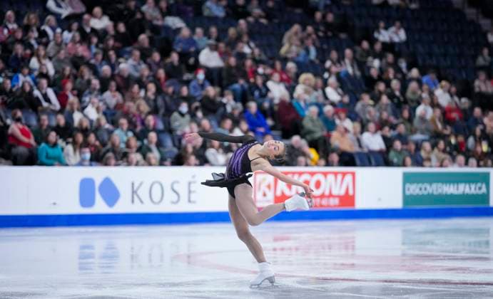 Kaya Ruiter of Canada skates during the womens short program at the ISU Figure skating, Eiskunstlauf Skate Canada competition on October 25, 2024 in Halifax, Canada. Noxthirdxpartyxsales  (271159574)