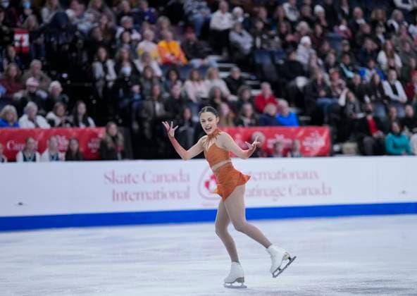 Madeline Schizas of Canada skates during the womens short program at the ISU Figure skating, Eiskunstlauf Skate Canada competition on October 25, 2024 in Halifax, Canada. Noxthirdxpartyxsales  (271160552)