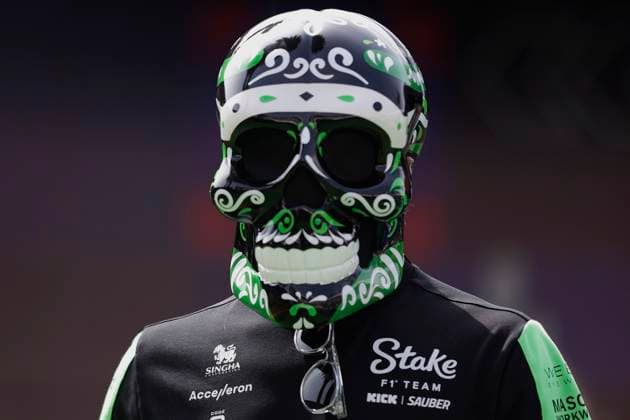 F1 Grand Prix of Mexico - Practice Sauber driver Valtteri Bottas wears a skull mask for practice 1 for the Mexico City Grand Prix in Mexico City, Mexico, on October 25, 2024. Mexico City Mexico City Mexico  Copyright: xGerardoxVieyrax originalFilename:vieyra-notitle241025_npCaL.jpg