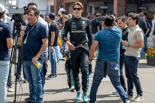 MEXICO CITY, MEXICO: George Russell, racing for the Mercedes team during the 2024 Formula 1 Mexico City Grand Prix at the Autodromo Hermanos Rodriguez in Mexico City, Mexico