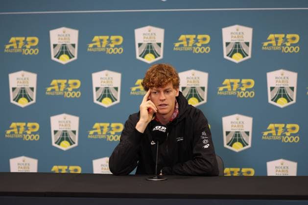 ROLEX PARIS MASTERS TENNIS 2024 Thierry Larret Maxppp. Tennis. Rolex Paris Masters. Accorhotels Arena, Paris (75), le 26 Octobre 2024. Conference de presse Jannik SINNER (ITA) Paris (75) ACCORHOTELS ARENA ILE DE FRANCE FRANCE  Copyright: xMAXPPPxThierryxLarretx TL_20241026_9100 0775453521st