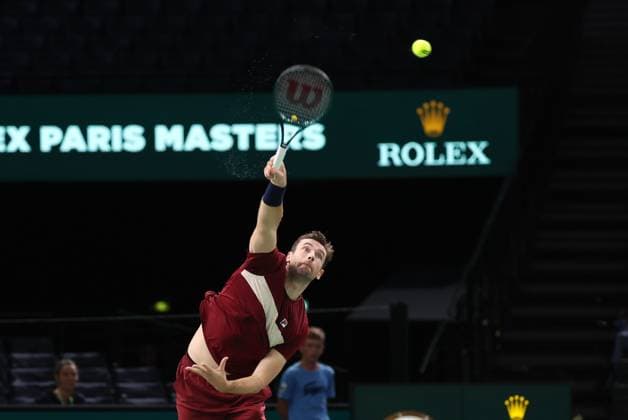 Sport Bilder des Tages ROLEX PARIS MASTERS TENNIS 2024 Thierry Larret Maxppp. Tennis. Rolex Paris Masters. Accorhotels Arena, Paris (75), le 26 Octobre 2024. Qualifications : Cameron NORRIE (GBR) vs Quentin HALYS (FRA) Paris (75) ILE DE FRANCE FRANCE  Copyright: xMAXPPPxThierryxLarretx TL_20241026_9006 0775453488st