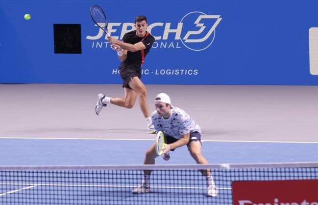 TENNIS - ATP, Tennis Herren Erste Bank Open VIENNA,AUSTRIA,26.OCT.24 - TENNIS - ATP World Tour, Erste Bank Open. Image shows Alexander Erler and Lucas Miedler (AUT).  GEPAxpictures xWalterxLuger