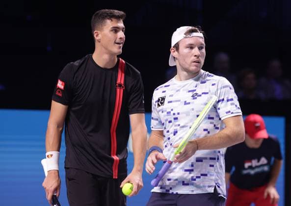 TENNIS - ATP, Tennis Herren Erste Bank Open VIENNA,AUSTRIA,26.OCT.24 - TENNIS - ATP World Tour, Erste Bank Open. Image shows Alexander Erler and Lucas Miedler (AUT).  GEPAxpictures xWalterxLuger