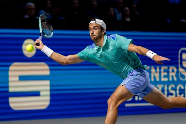 LORENZO MUSETTI (ITA) (in picture) in match against JACK DRAPER (GBR) at the ATP, Tennis Herren World Tour, Erste Bank Open at the Wiener Stadthalle. Vienna