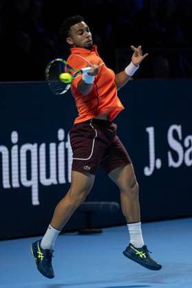 26th October 2024; St. Jakobshalle, Basel, Switzerland; ATP, Tennis Herren 500 Swiss Indoors Basel Tennis, Day 6; Arthur Fils (FRA) in action against Ben Shelton (USA) in the semi finals  ActionPlus12708223 DavidxEmm