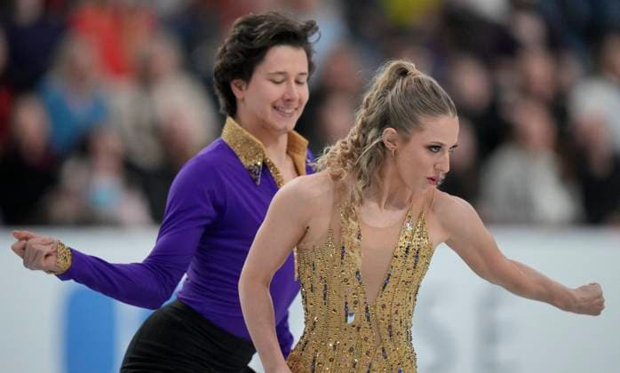 Emilia Zingas and Vadim Kolesnik of the U.S. skate during the rhythm dance program at the ISU Figure skating, Eiskunstlauf Skate Canada competition on October 26, 2024 in Halifax, Canada. Noxthirdxpartyxsales  (271236241)