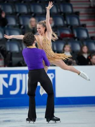 Emilia Zingas and Vadim Kolesnik of the U.S. skate during the rhythm dance program at the ISU Figure skating, Eiskunstlauf Skate Canada competition on October 26, 2024 in Halifax, Canada. Noxthirdxpartyxsales  (271236250)
