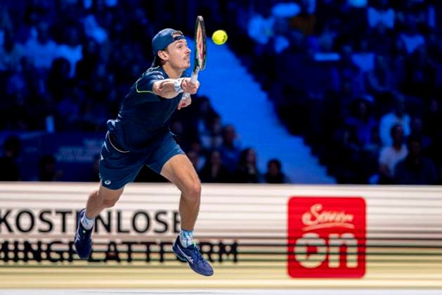 ALEXANDER DE MINAUR (AUS, in picture) in match against KAREN KHACHANOV (winner) at the ATP, Tennis Herren World Tour, Erste Bank Open at the Wiener Stadthalle. Vienna