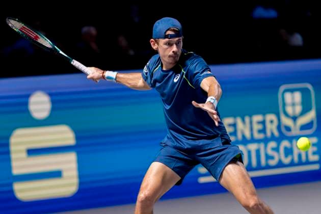 ALEXANDER DE MINAUR (AUS, in picture) in match against KAREN KHACHANOV (winner) at the ATP, Tennis Herren World Tour, Erste Bank Open at the Wiener Stadthalle. Vienna