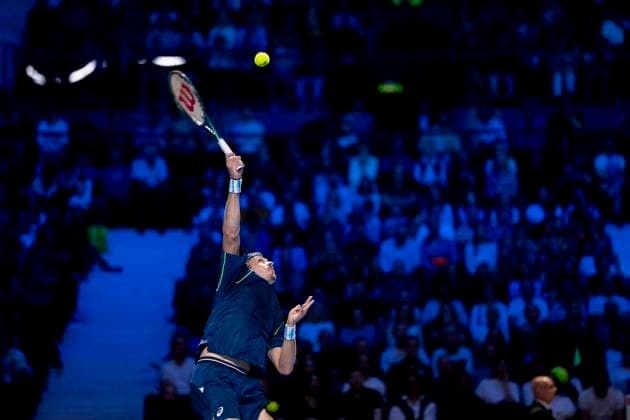 ALEXANDER DE MINAUR (AUS, in picture) in match against KAREN KHACHANOV (winner) at the ATP, Tennis Herren World Tour, Erste Bank Open at the Wiener Stadthalle. Vienna