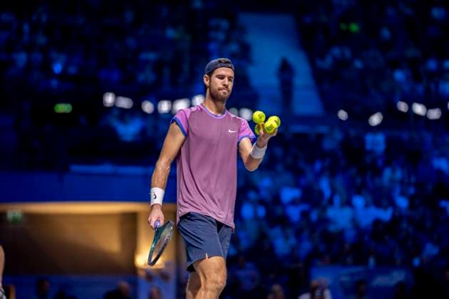 KAREN KHACHANOV (in picture, winner) in match against ALEXANDER DE MINAUR (AUS) at the ATP, Tennis Herren World Tour, Erste Bank Open at the Wiener Stadthalle. Vienna