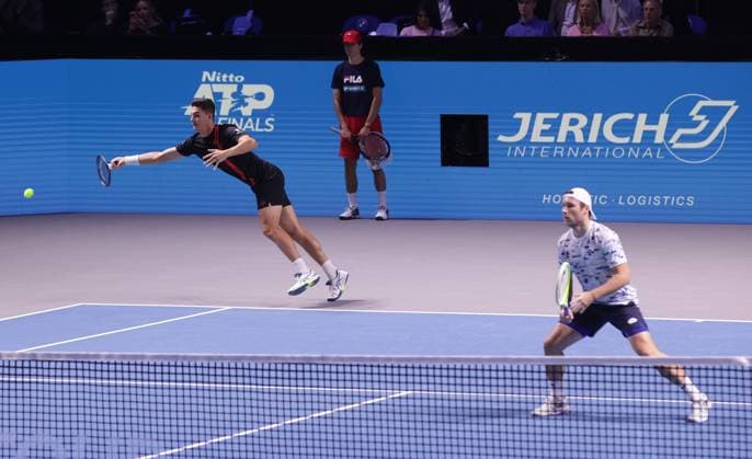 TENNIS - ATP, Tennis Herren Erste Bank Open VIENNA,AUSTRIA,27.OCT.24 - TENNIS - ATP World Tour, Erste Bank Open. Image shows Alexander Erler and Lucas Miedler (AUT).  GEPAxpictures xWalterxLuger