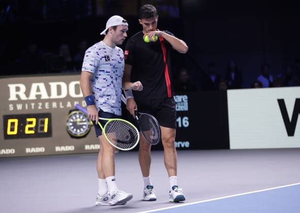TENNIS - ATP, Tennis Herren Erste Bank Open VIENNA,AUSTRIA,27.OCT.24 - TENNIS - ATP World Tour, Erste Bank Open. Image shows Lucas Miedler and Alexander Erler (AUT).  GEPAxpictures xWalterxLuger