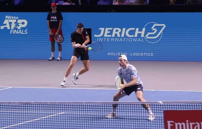 TENNIS - ATP, Tennis Herren Erste Bank Open VIENNA,AUSTRIA,27.OCT.24 - TENNIS - ATP World Tour, Erste Bank Open. Image shows Alexander Erler and Lucas Miedler (AUT).  GEPAxpictures xWalterxLuger