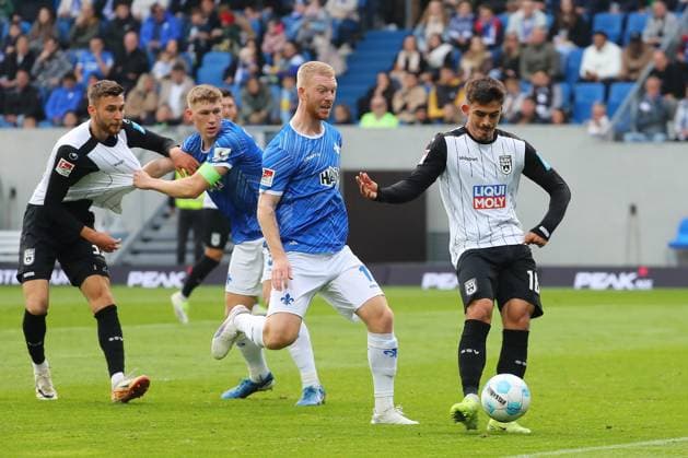 27.10.2024, xtvx, Fussball 2.Bundesliga, SV Darmstadt 98 - SSV Ulm 1846 emspor, v.l. Goal scored, Tor zum 1:1 Aaron Keller (SSV Ulm 1846) (DFL DFB REGULATIONS PROHIBIT ANY USE OF PHOTOGRAPHS as IMAGE SEQUENCES and or QUASI-VIDEO) Darmstadt