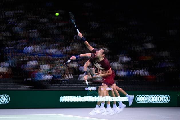 Quentin Halys ( FRA ) during the Rolex Paris Masters at Accor Hotel Arena on October 27, 2024 in Paris, France. ( Photo by Federico Pestellini Panoramic ) TENNIS : Rolex Paris Masters - Paris - 27 10 2024 FedericoPestellini Panoramic 