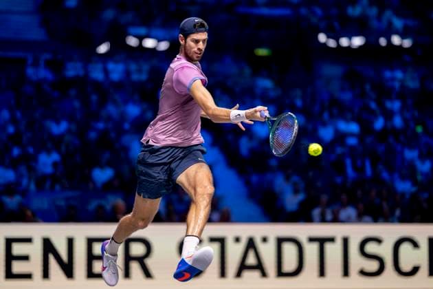 KAREN KHACHANOV (in picture) in match against JACK DRAPER (GBR) at the ATP, Tennis Herren World Tour, Erste Bank Open at the Wiener Stadthalle. Vienna
