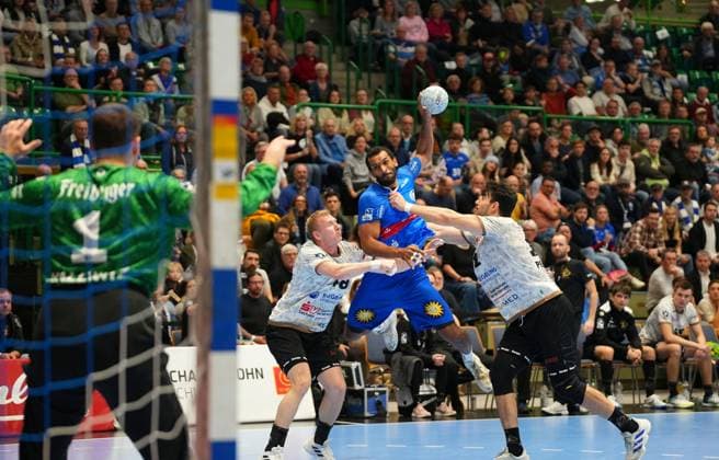 2. Handball Bundesliga, Bergischer HC vs. HC Elbflorenz, 27.10.2024 Djibril M Bengue (Bergischer HC 11) ;2. Handball Bundesliga, Bergischer HC vs. HC Elbflorenz, 27.10.2024,Uni-Halle,Wuppertal,Deutschland am 27.10.24