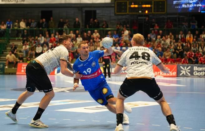 2. Handball Bundesliga, Bergischer HC vs. HC Elbflorenz, 27.10.2024 Tomáö Babák (Bergischer HC 19) ;2. Handball Bundesliga, Bergischer HC vs. HC Elbflorenz, 27.10.2024,Uni-Halle,Wuppertal,Deutschland am 27.10.24